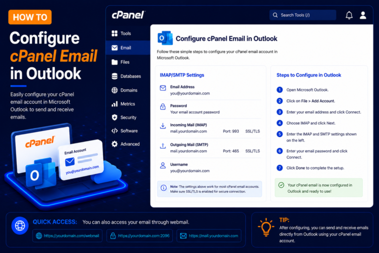 How to Configure cPanel Email in Outlook.