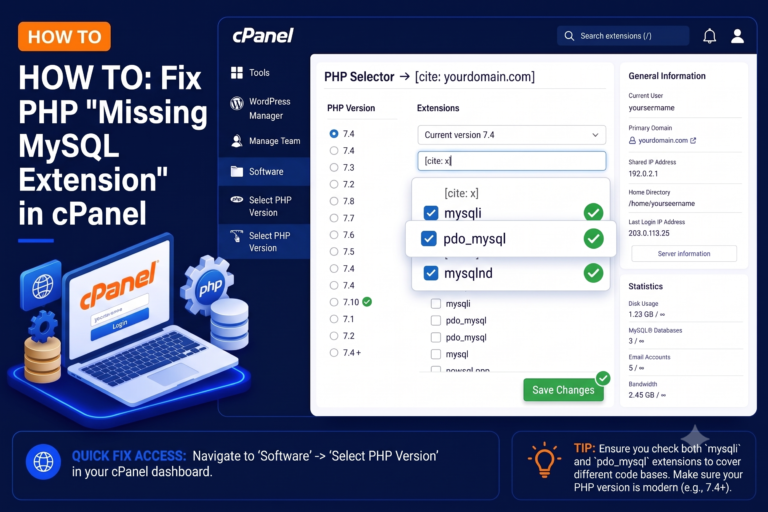 How to Fix “PHP Installation Appears to Be Missing the MySQL Extension” in cPanel