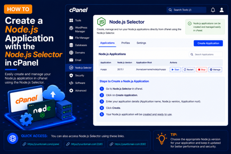 How to Creating a Node.js application with the Node.js Selector